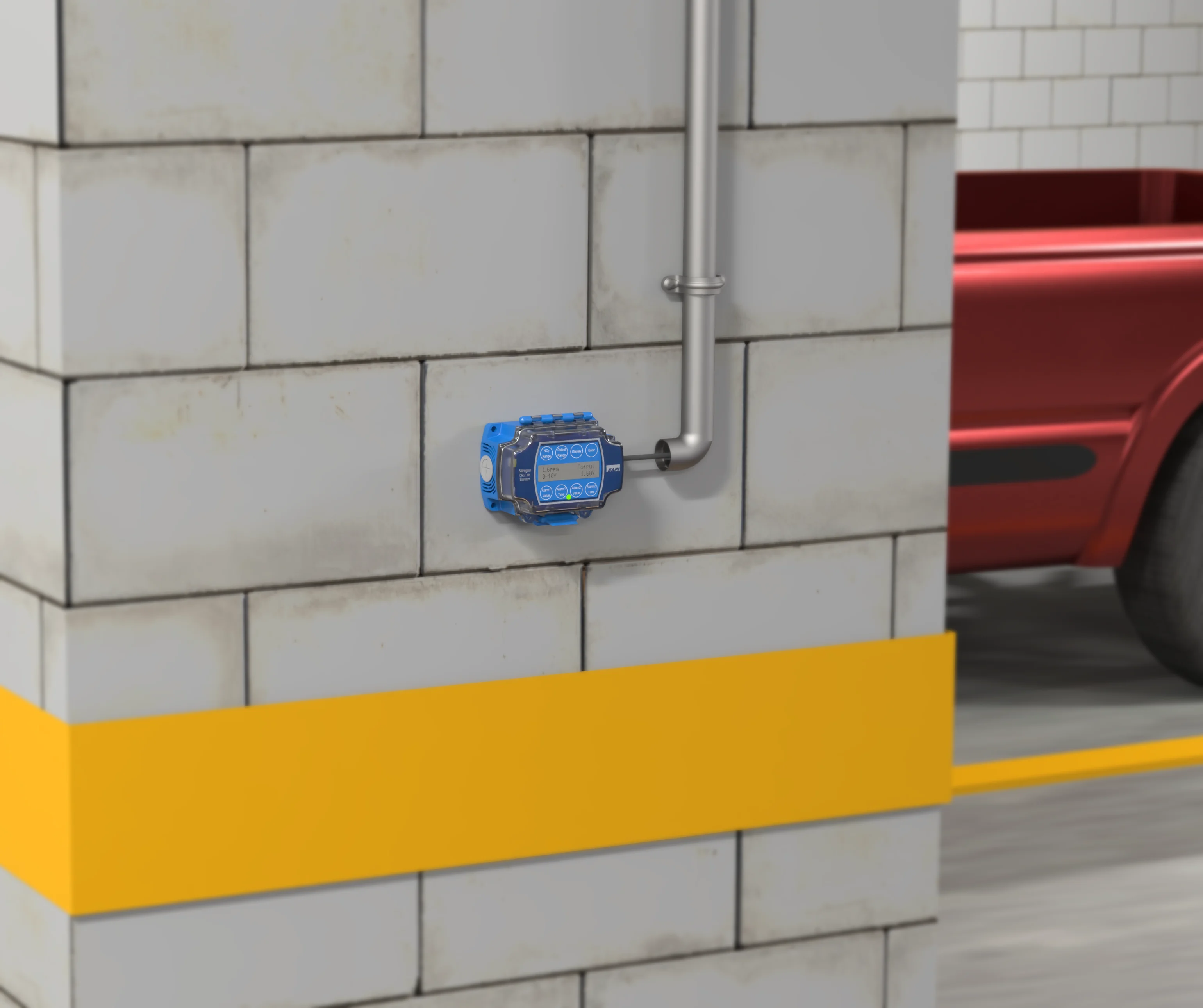 Nitrogen dioxide sensor in parking garage