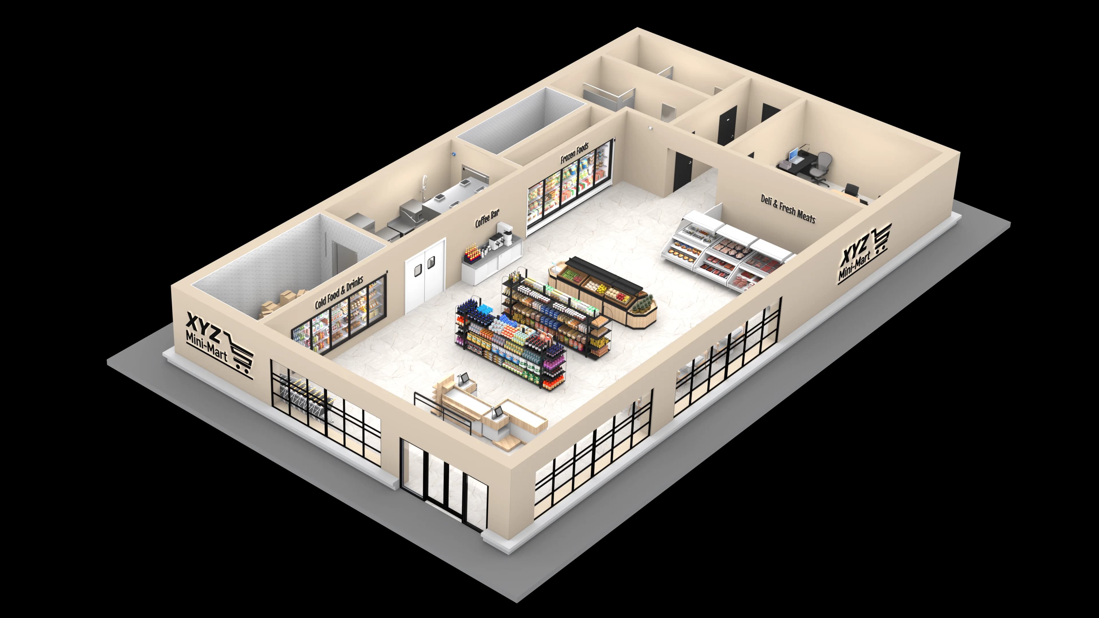 Convenience store overhead view