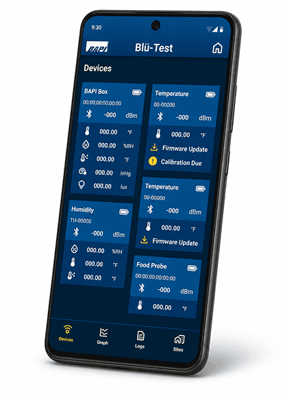 Blu-View App showing live probe data
